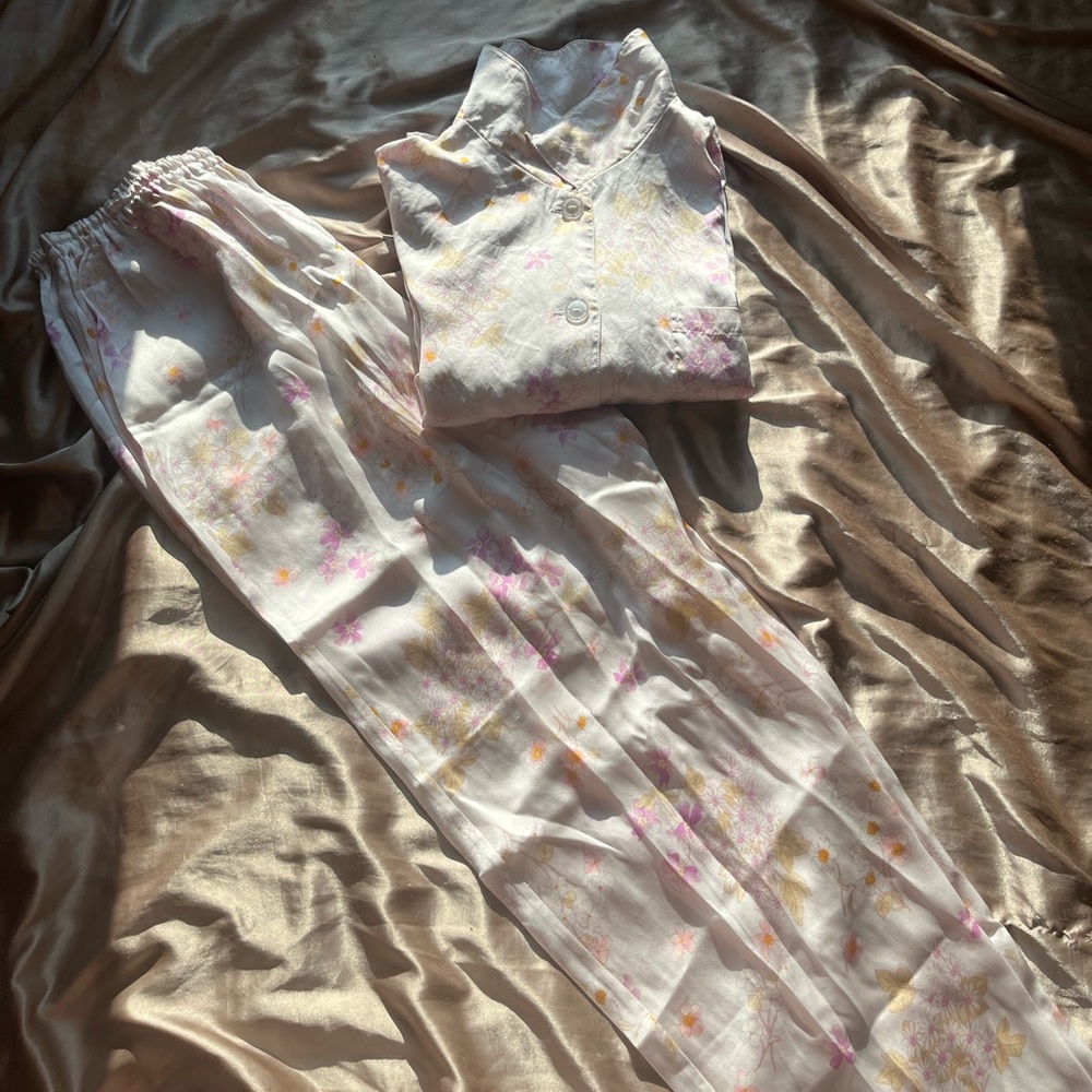 mila schön satin sakura blossom long sleeve pajama set🌸